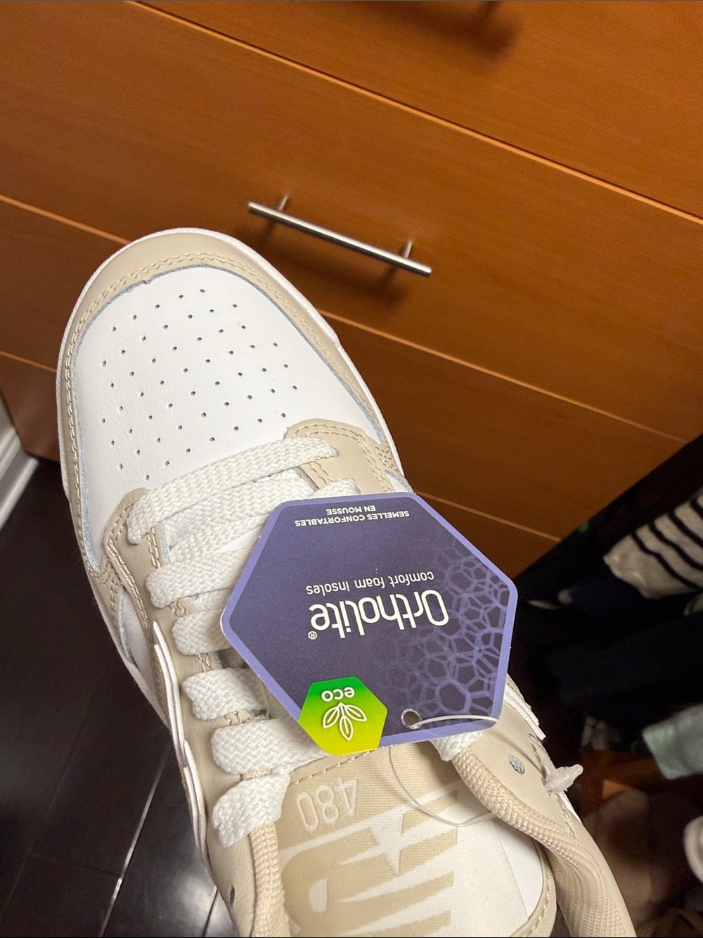 New Balance 480 Cream & White Low-Top Sneaker - Picture 5 of 5